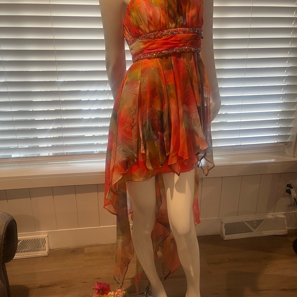 Morgan & Co. Vibrant High Low Dress